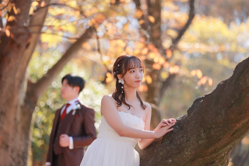 大きな木にもたれて