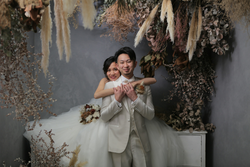 ドライフラワーに囲まれて