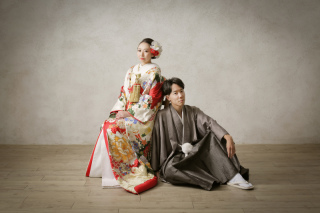 カッコイイ色打掛での撮影