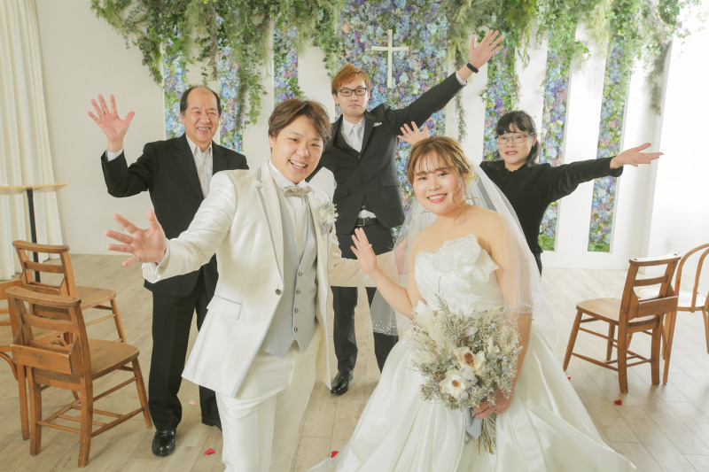 オンラインで繋がる結婚式風の撮影