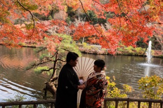 紅葉まっさかりの和装ロケ