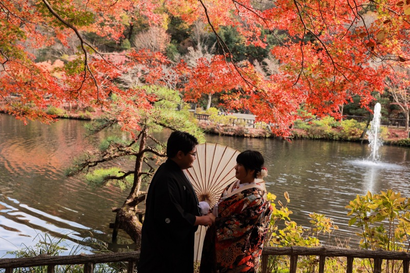 紅葉まっさかりの和装ロケ