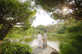 夕方の日本庭園