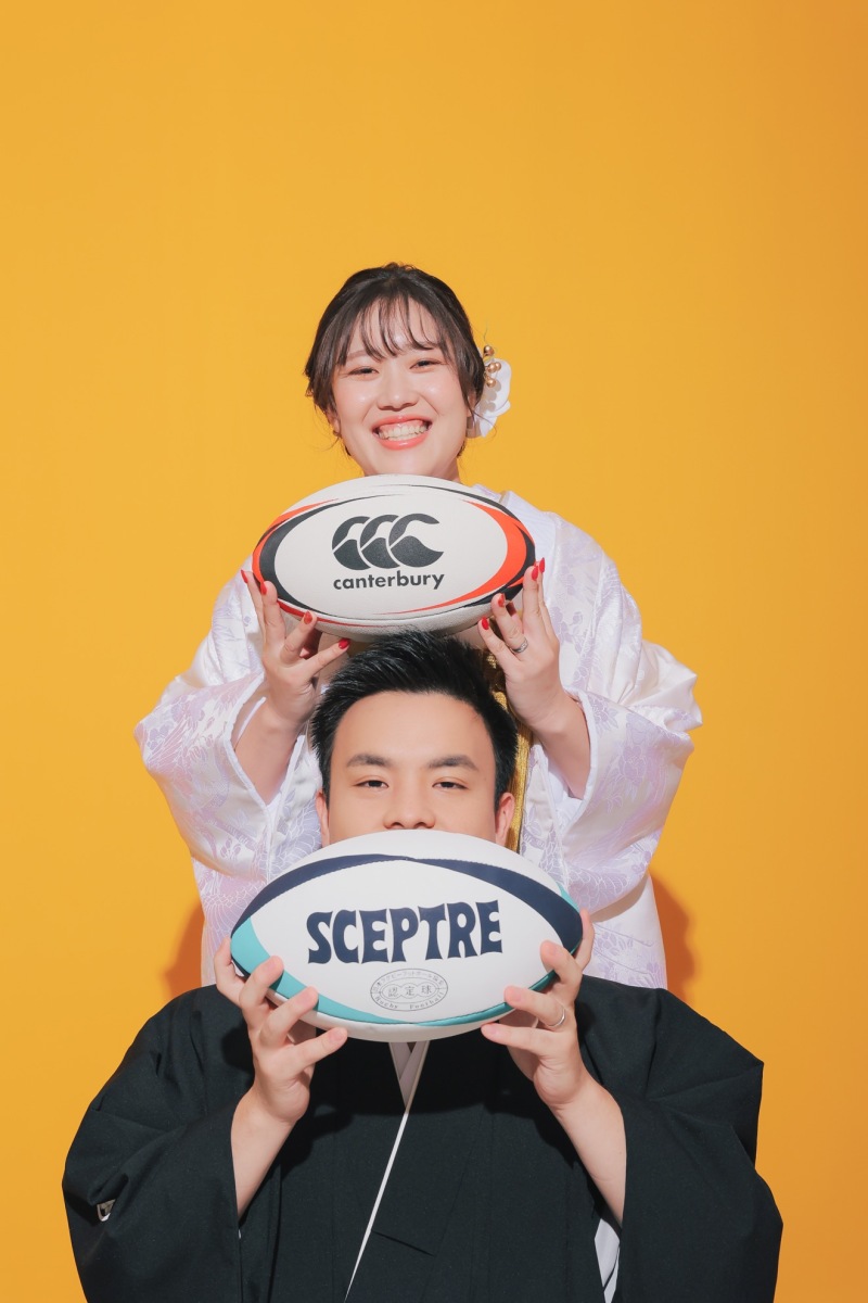 ラグビーボールと一緒に☆