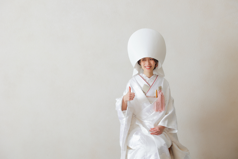 綿帽子を付けて。