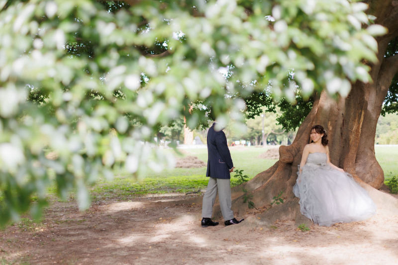 木漏れ日落ちる木の下で