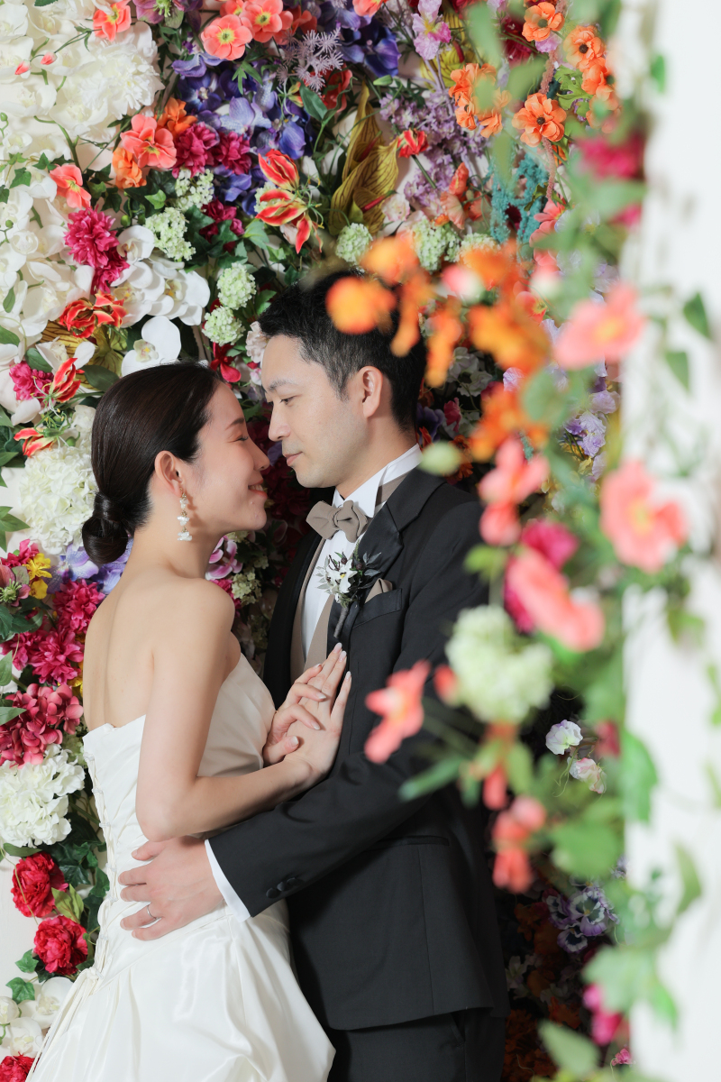 お花に囲まれて…