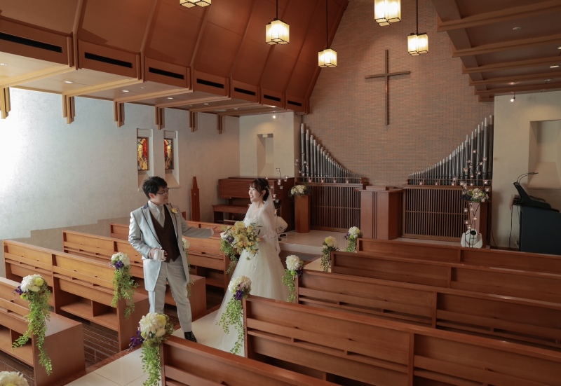 チャペルロケ+ハウススタジオ2着で違う雰囲気で♫