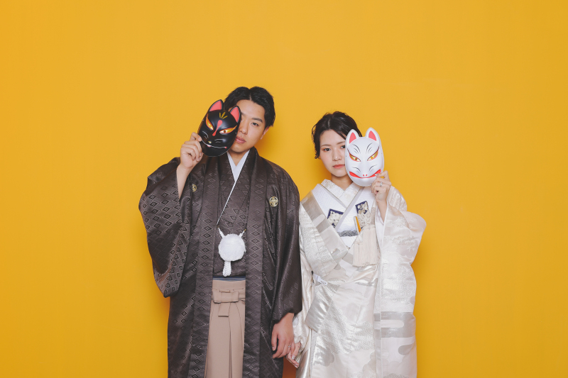 お持ち込みのキツネのお面