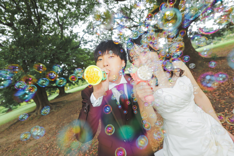 シャボン玉で遊びました！