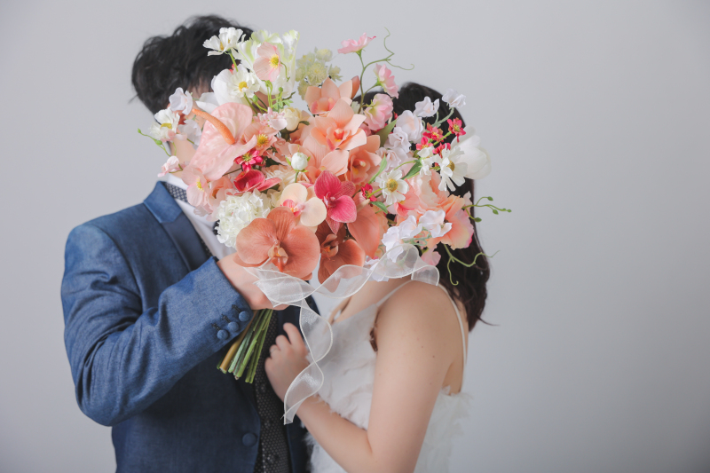 お持ち込みブーケで。