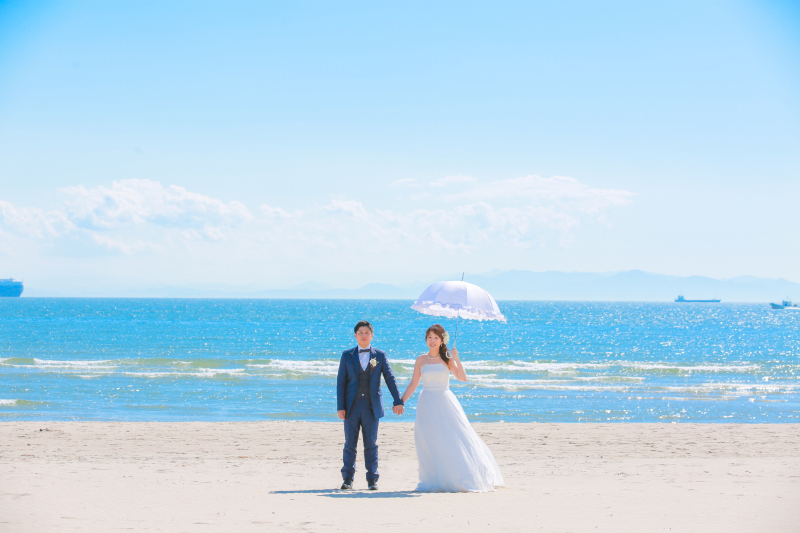 これから夏本番！海のドレス撮影！