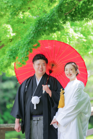 新緑での和装
