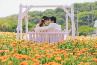 お花に囲まれて