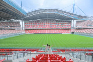 スタジアムでの撮影