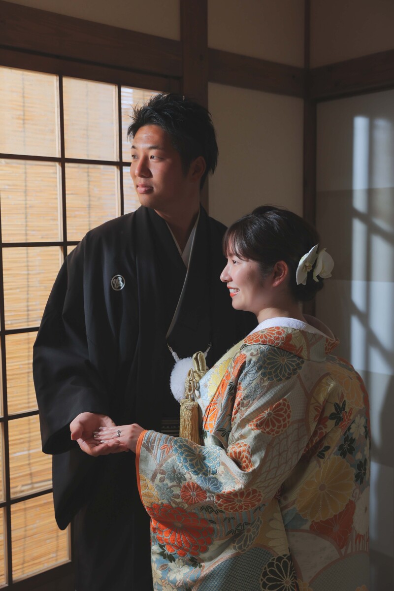 お茶室でしっとりした雰囲気で撮影