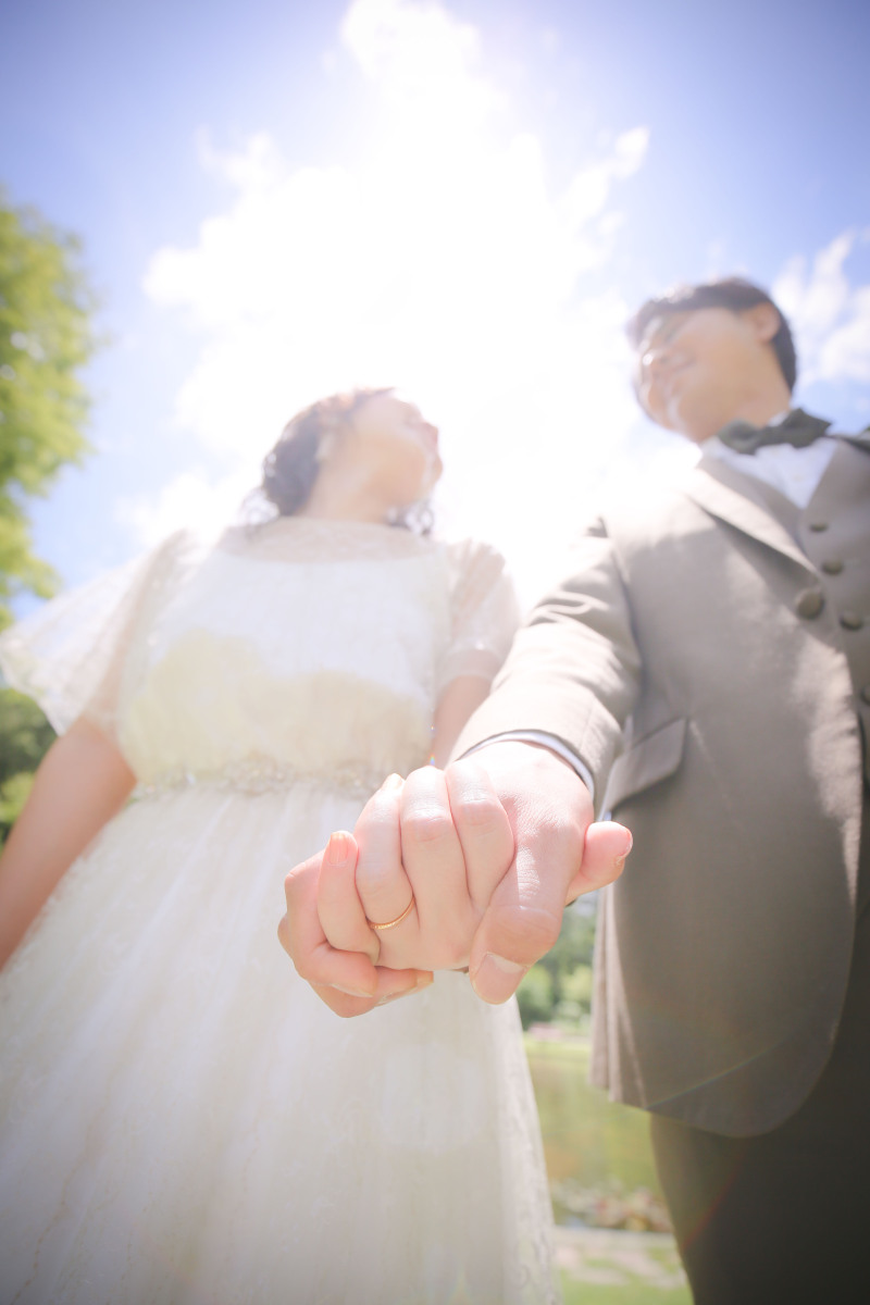 指輪を強調して