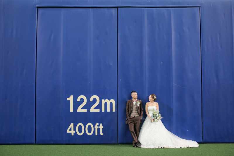 外野フェンスで