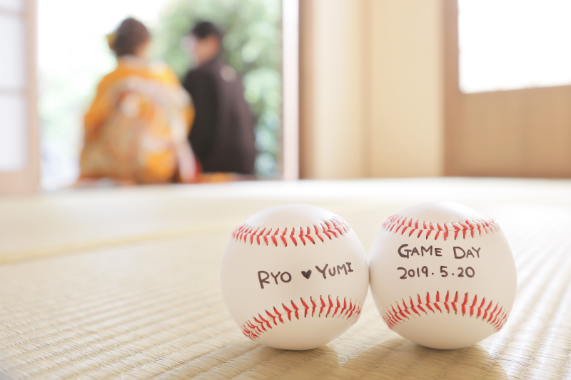 ご新郎様の大好きな野球ボールで
