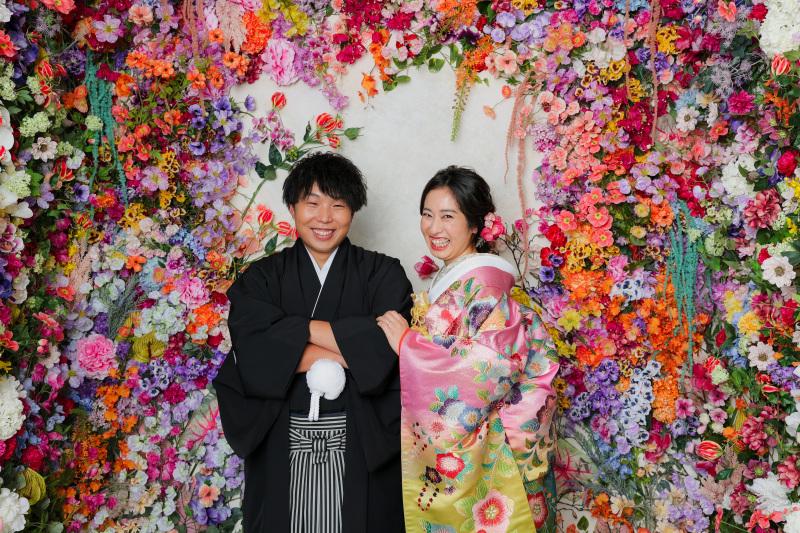 カラフルなお花の背景で