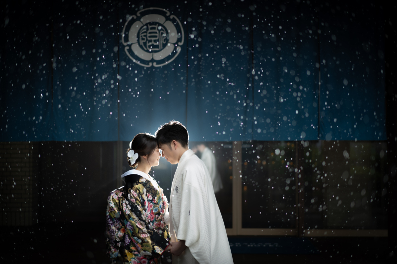 ホテルの大暖簾でのお写真