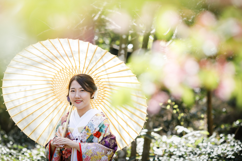 番傘の色で印象が変わる