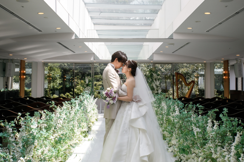 【洋装】光と緑にあふれる【チャペル】と清流長良川と撮影する【長良川プロムナード】の両方で撮影する欲張りコース