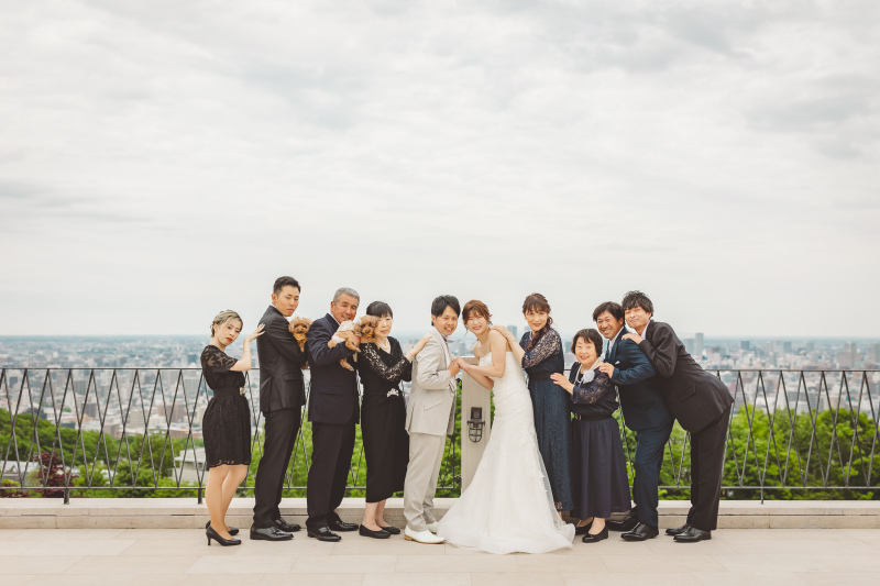 テラスで集合写真