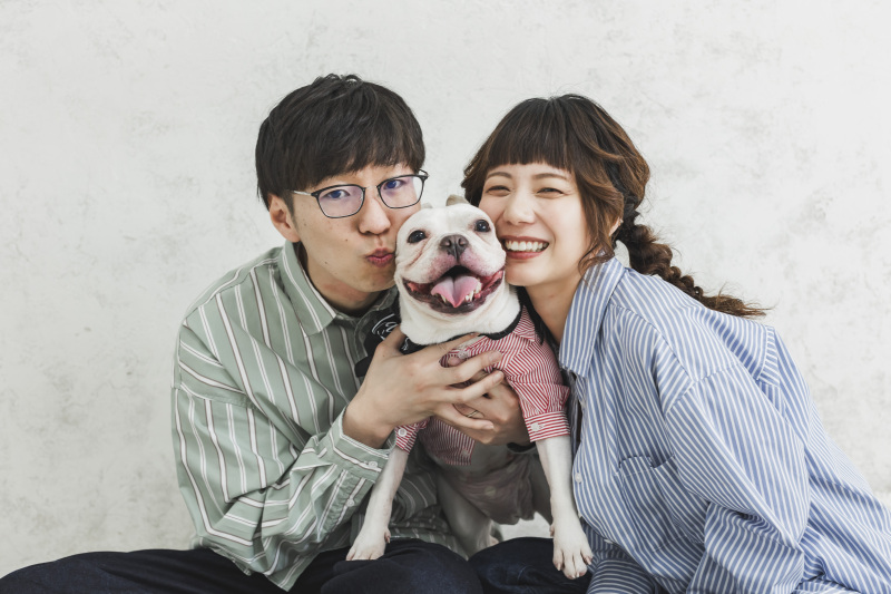 私服でワンちゃんと撮影