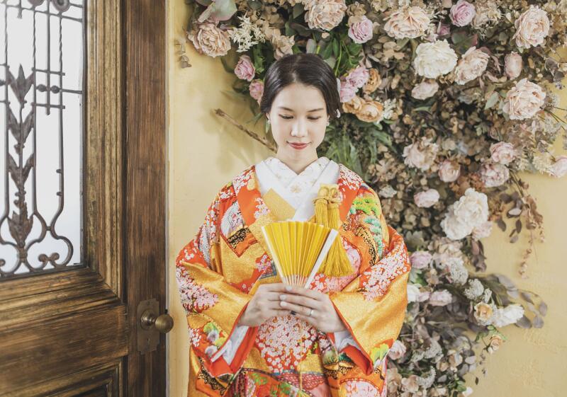 ドライフラワーと和装の組み合わせ