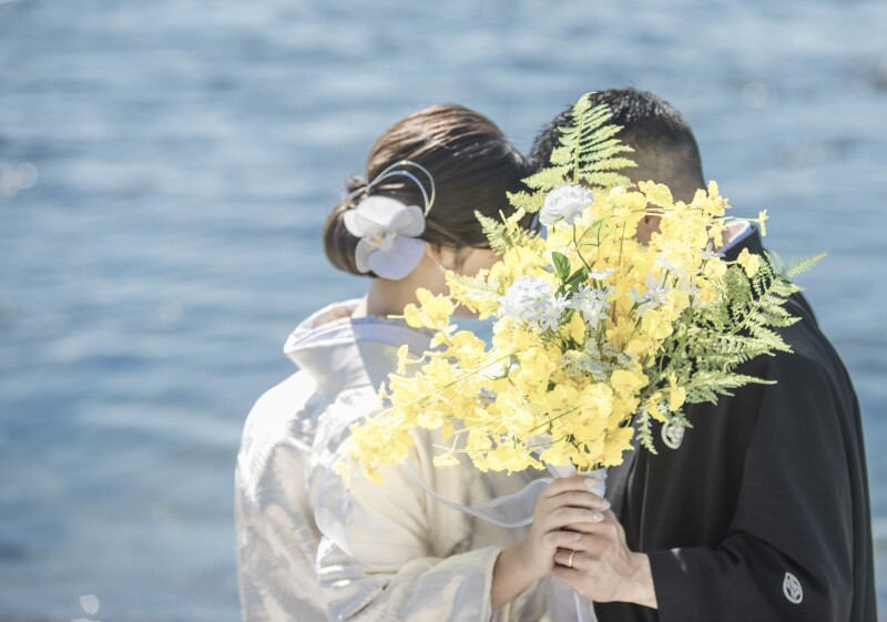 海辺の和装撮影