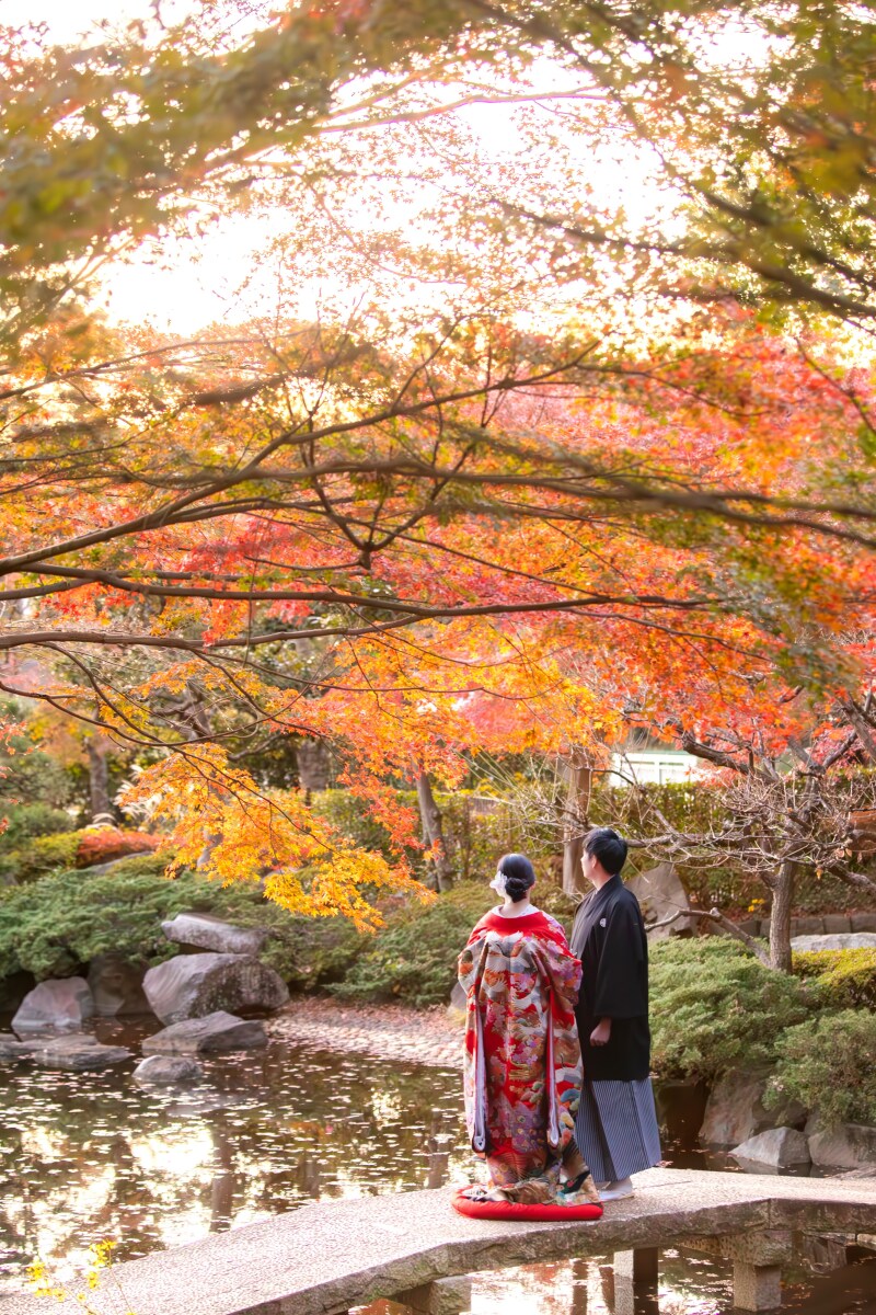 秋の定番、紅葉の和装フォトウェディング