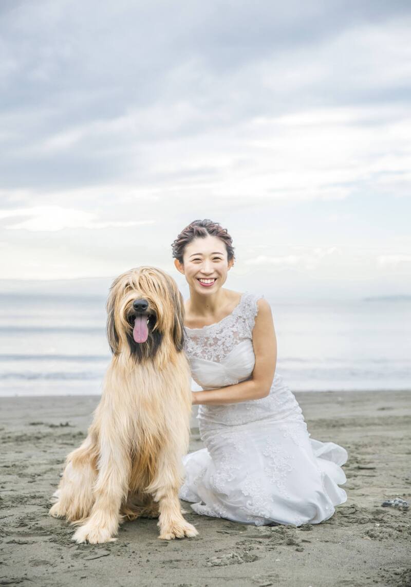 ウェディングドレス姿で一緒に