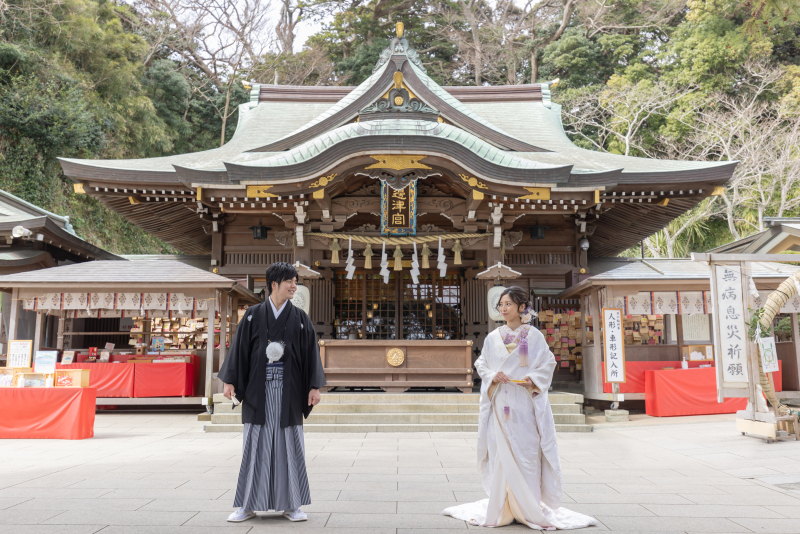 江ノ島にある江島神社で和装の前撮り