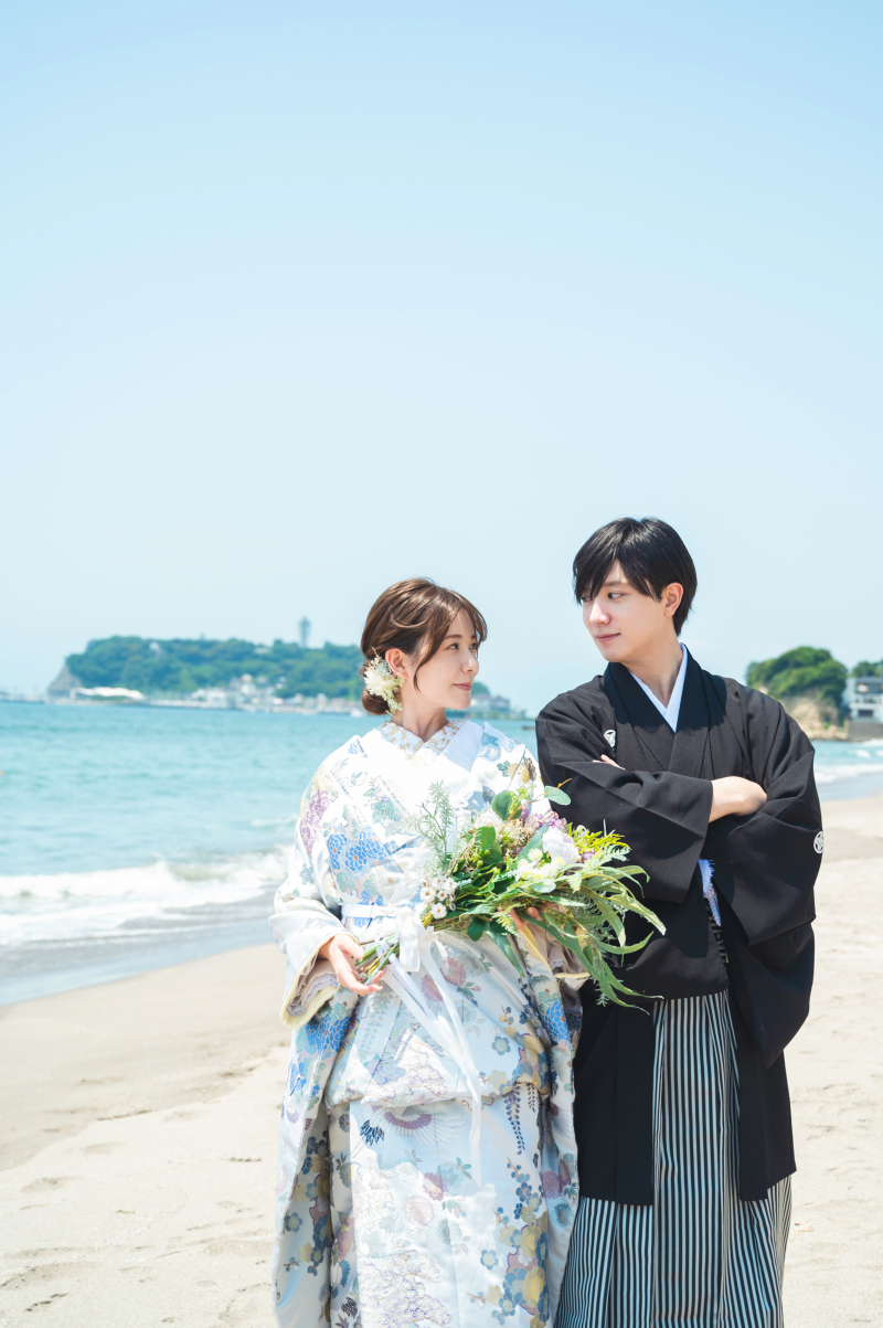 湘南の海辺で撮影する和装の前撮りは大変貴重