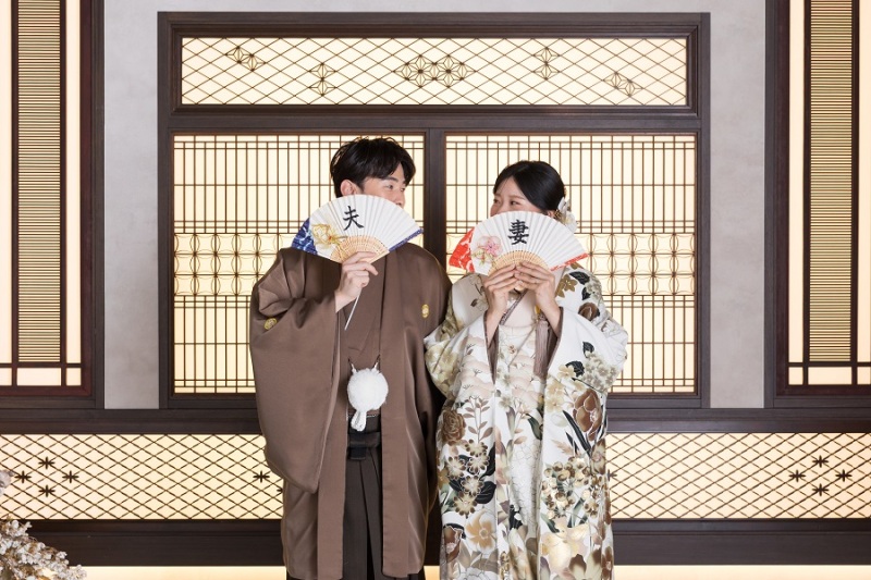 夫婦扇子でひょっこり(^^)