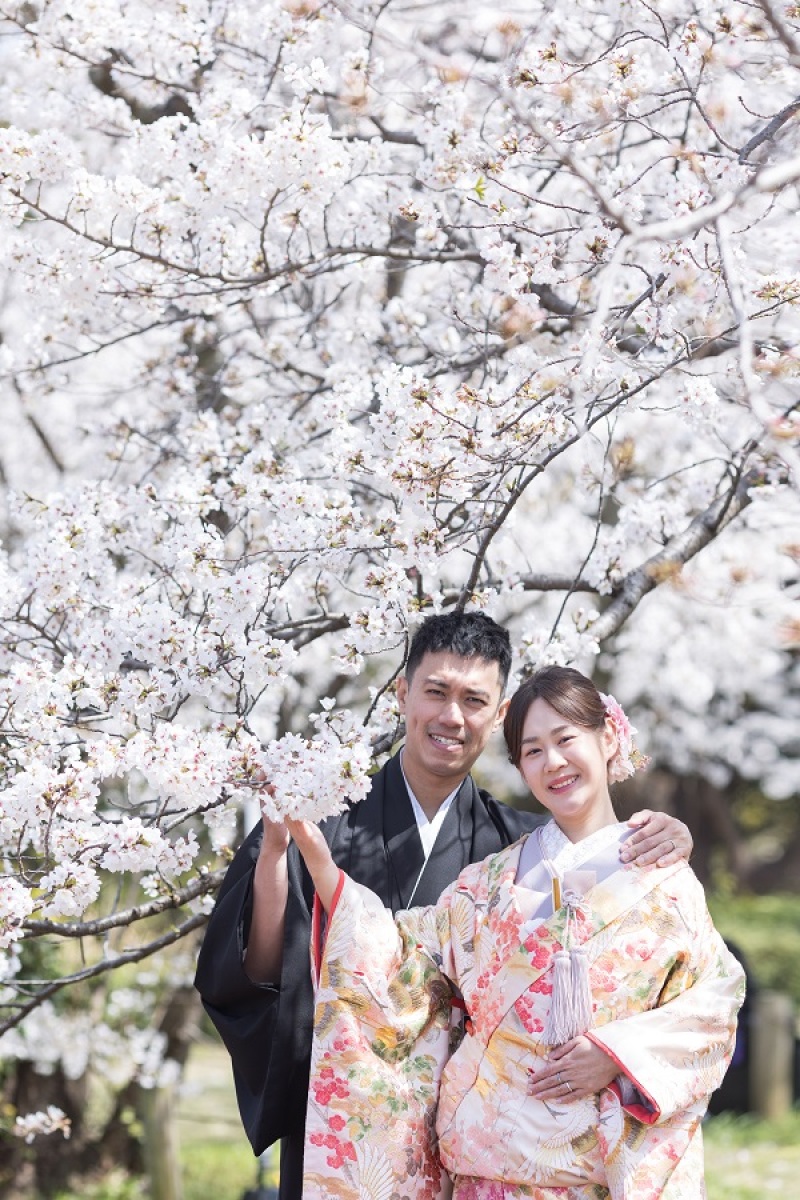 桜と寄り添いショット