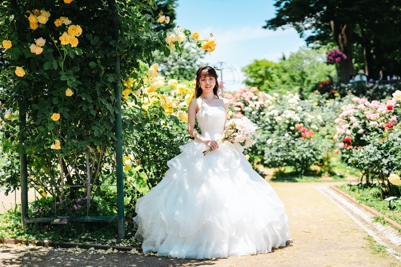 お花に囲まれて撮影スタート♪