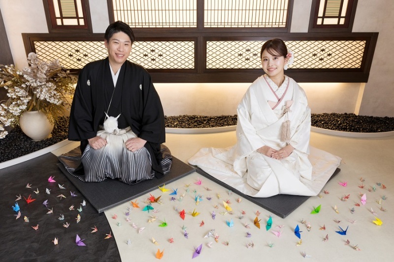 折り鶴に囲まれて♡