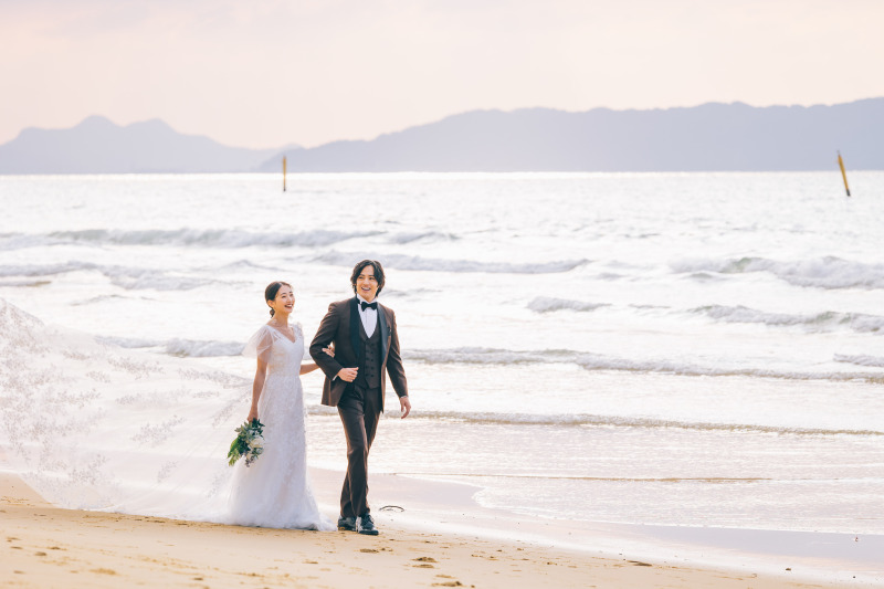 【衣裳アップ料金、交通費無料！】奈多海岸ロケーション撮影プラン - ドレス1着＆100カット付き