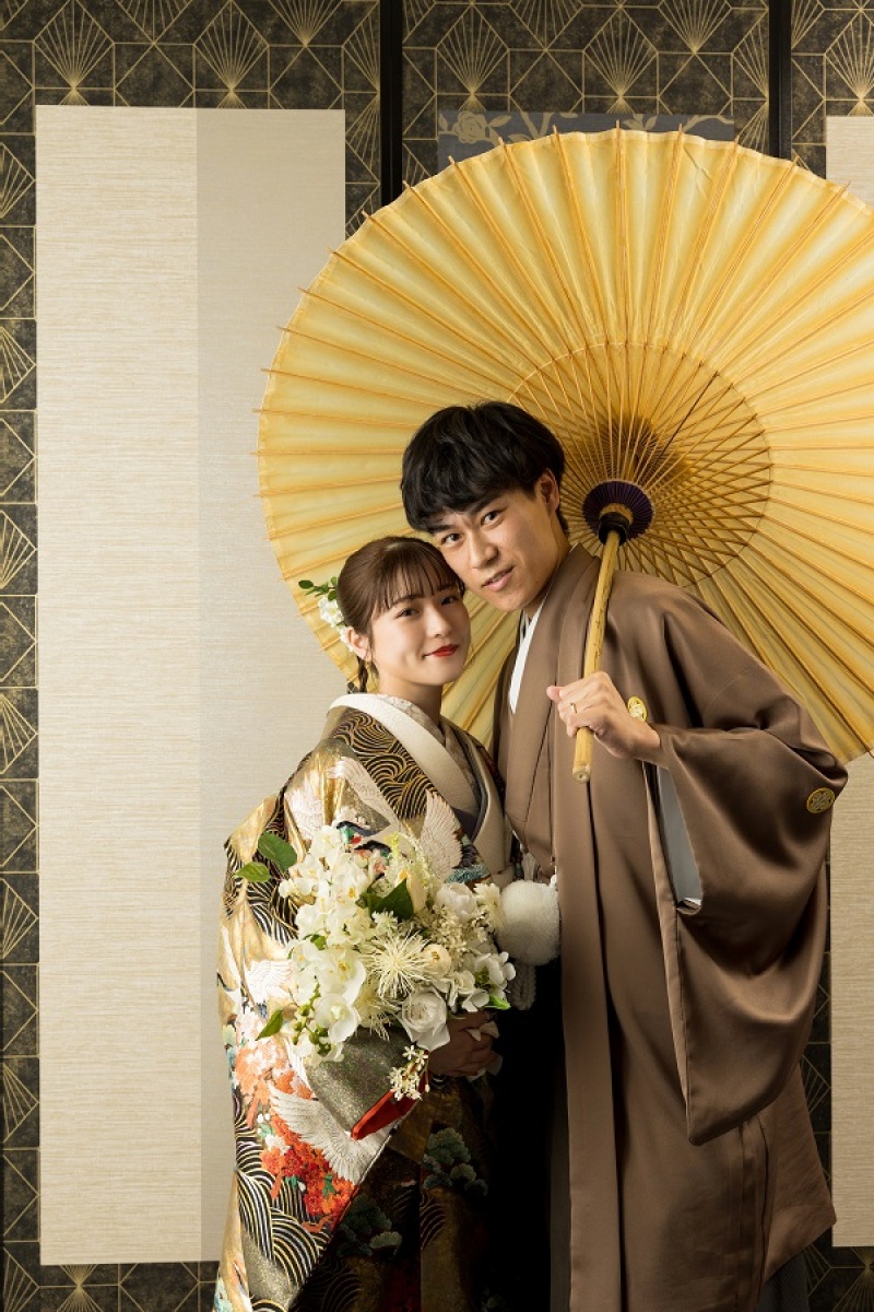 番傘とブーケを使って