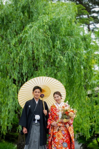 庭園での和装ロケーション撮影