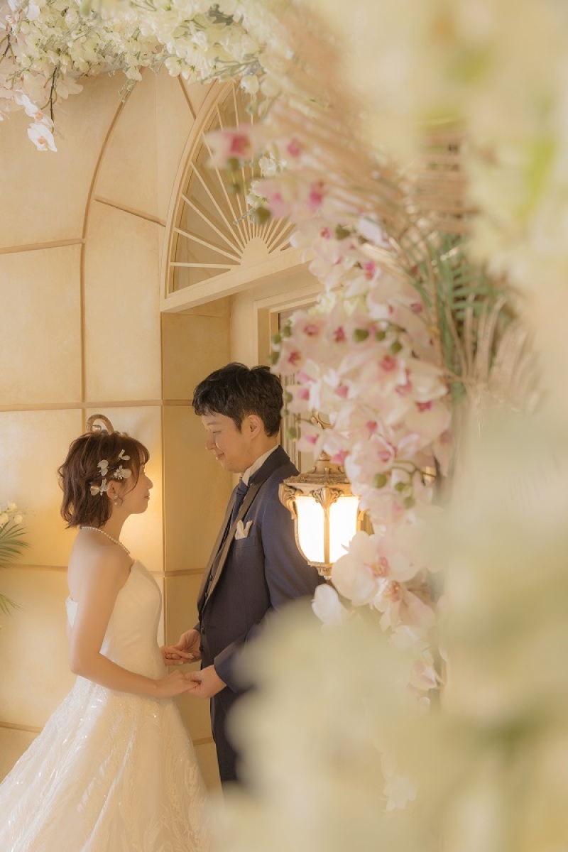 お花に囲まれたショット