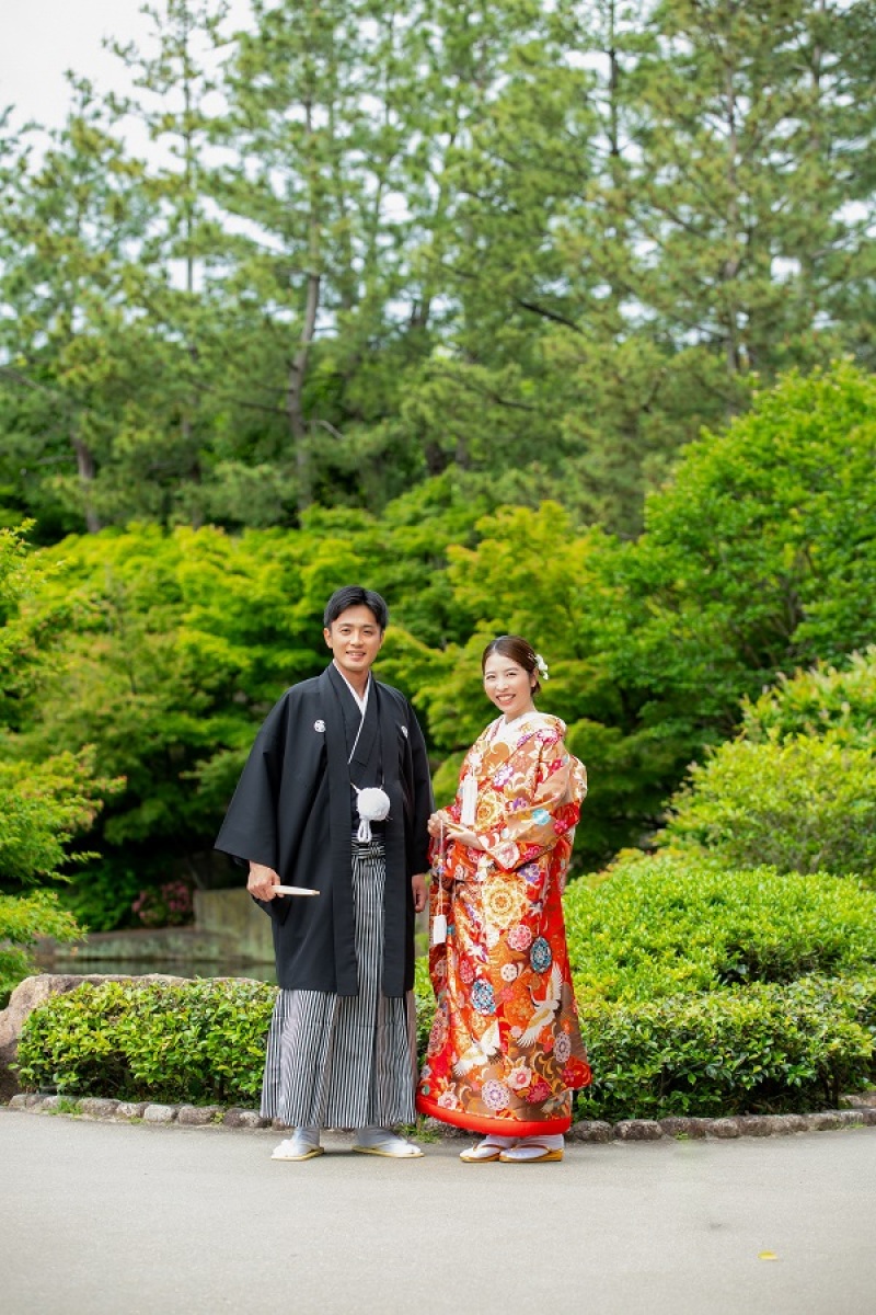 新緑が美しい徳川園で撮影スタート