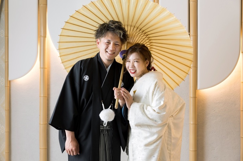 ふたり仲良く傘をもって☺