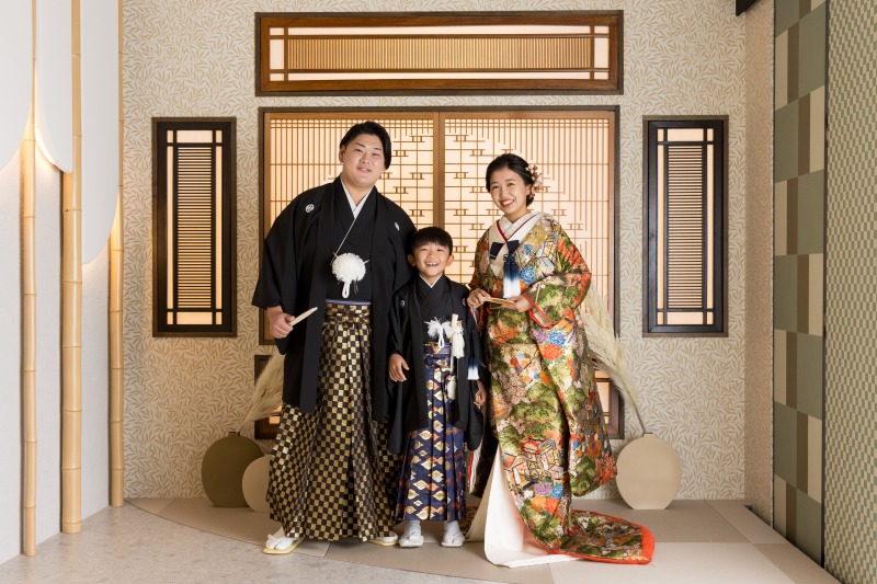 パパとお揃いの和装で