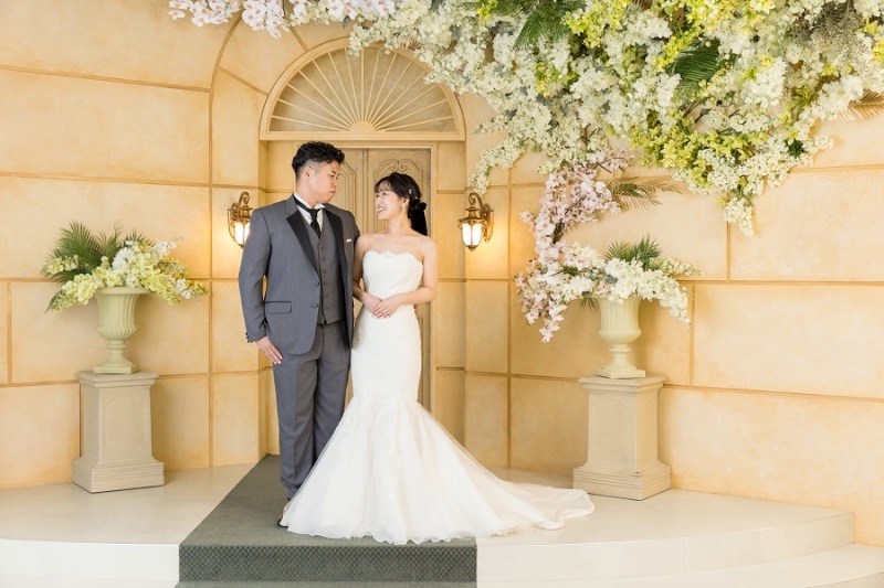 ウェディングドレスを着て撮影スタート！