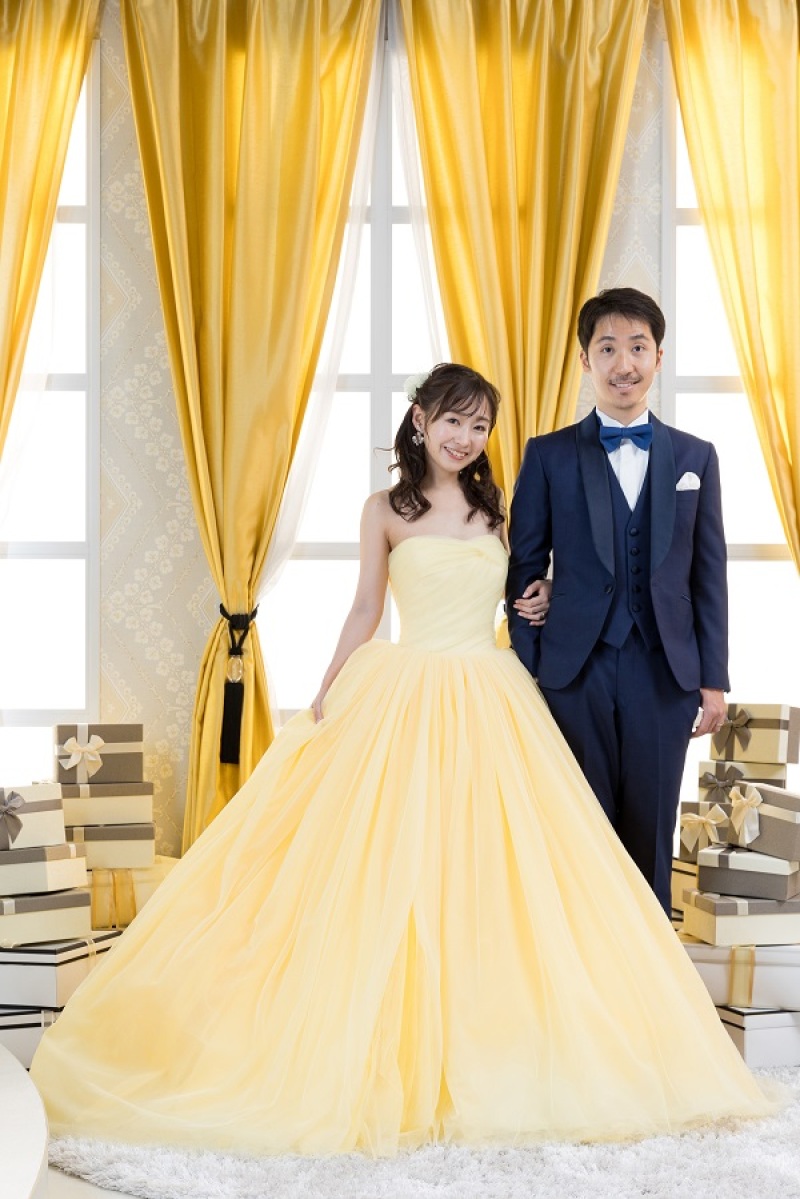 パステルイエローのカラードレスにお色直しを☺︎