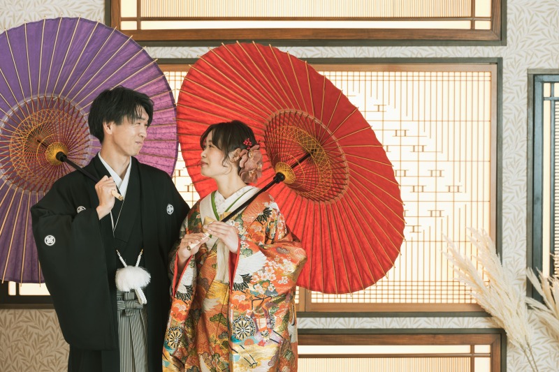 番傘ショットは和装の定番☆