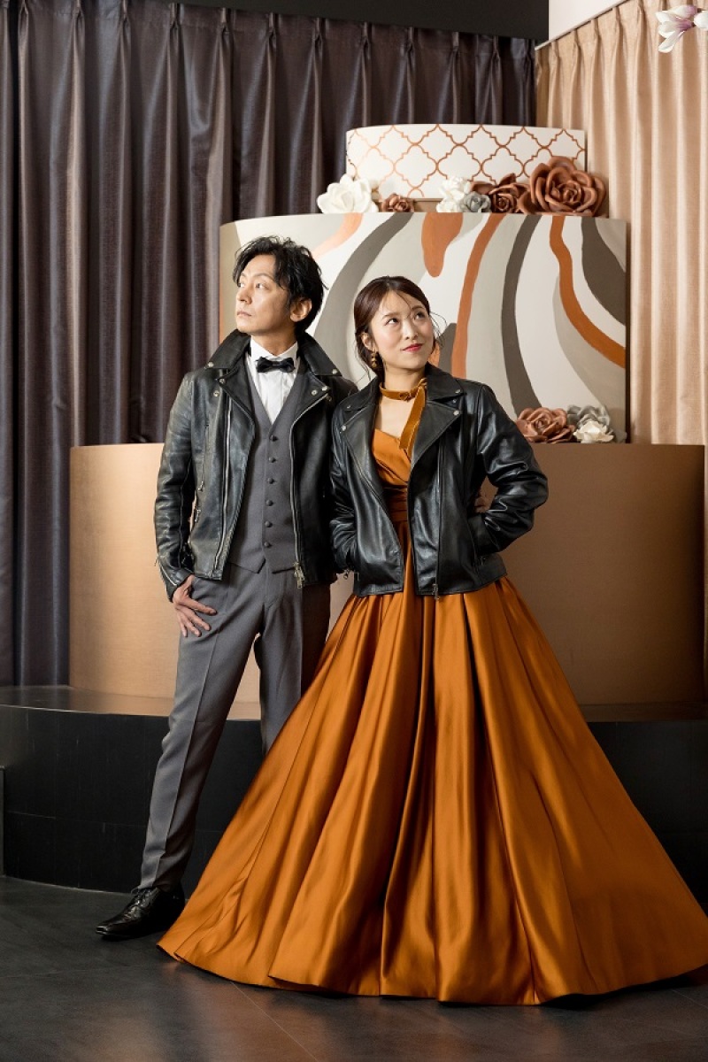 お揃いの革ジャンで